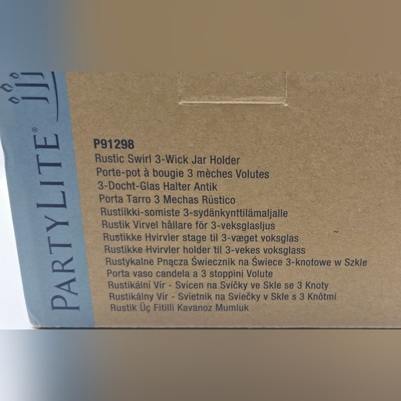 PartyLite Brown Metal Rustic Swirl 3 Wick Jar Candle Holder Retired 2013 - Picture 9 of 9